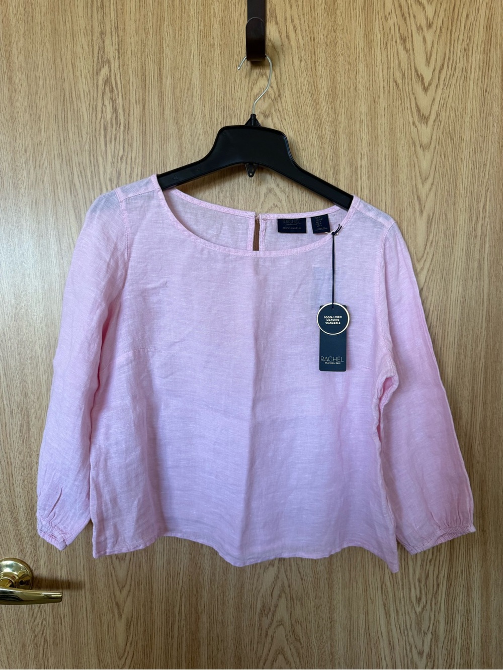New Rachel by Rachel Roy Women's Pink 100 Linen Scoop Neck Top